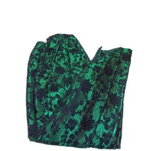 Carlisle Size  6 Pants Emerald Green Black Floral Pattern Straight Leg High Rise